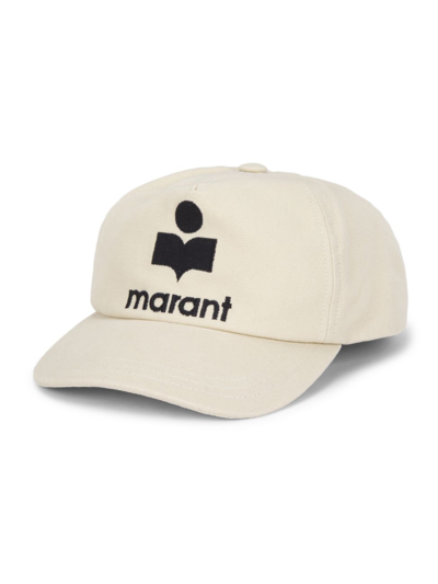 Shop Isabel Marant Men's Tyron Logo Baseball Cap In Ecru Black