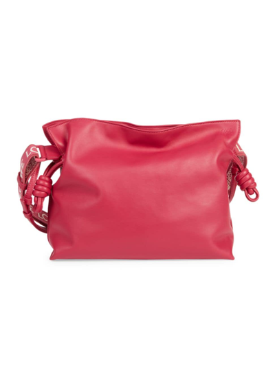 Shop Loewe Women's Flamenco Leather Monochrome Clutch In Ruby Red Glaze