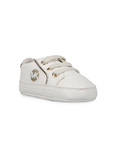Shop Michael Kors Baby Girl's Poppy Mk Crib Sneakers In White Gold
