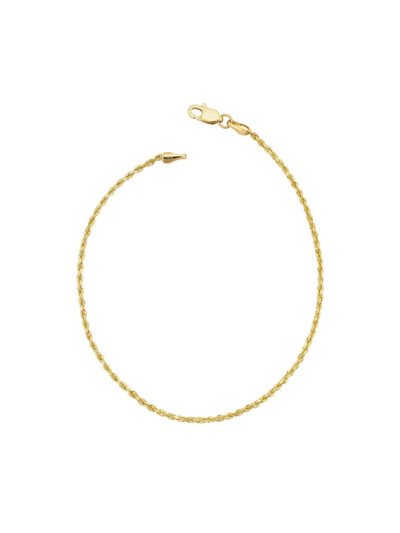 Shop Oradina Women's 14k Yellow Solid Gold Roman Rope Anklet In Yellow Gold