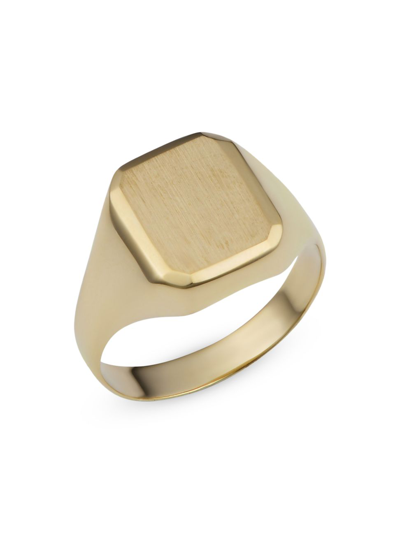 Shop Oradina Men's 14k Yellow Solid Gold The Duke Signet Ring In Yellow Gold