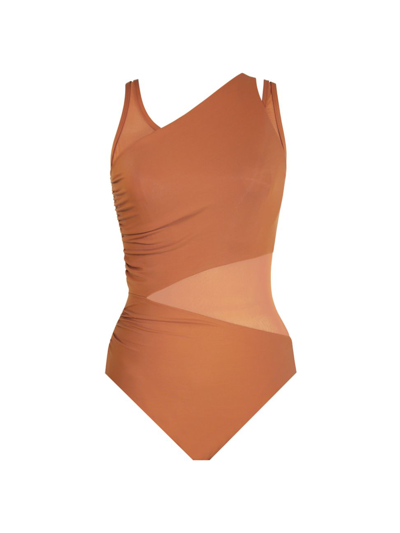 Shop Miraclesuit Swim Women's Network Azura One-piece Illusionists Swimsuit In Scotch Brown