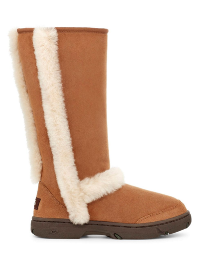 Shop Ugg Women's Sunburst Suede & Shearling Tall Boots In Chestnut