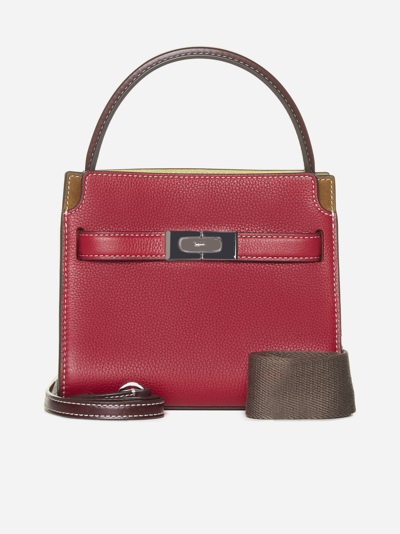 Shop Tory Burch Lee Radziwill Petite Leather Bag In Red,mustard