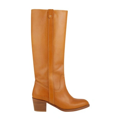 Shop Vanessa Bruno Leather Boots In Miel