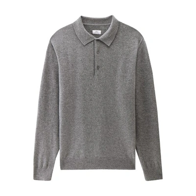 Shop Woolrich Luxe Cashmere Polo In Charcoal