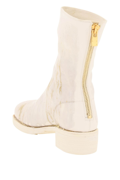 Shop Guidi Wet-effect Leather Boots In White,gold