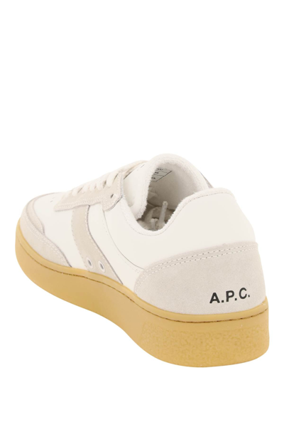 Shop Apc 'plain' Leather Sneakers In White