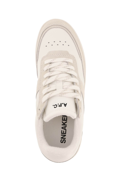 Shop Apc 'plain' Leather Sneakers In White