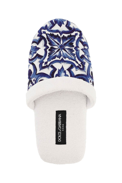 Shop Dolce & Gabbana 'blu Mediterraneo' Terry Slippers