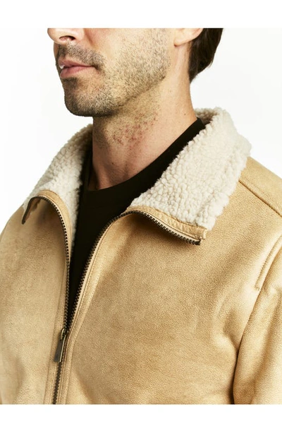 Shop Rainforest Faux Shearling Lined Leather Aviator Jacket In Vintage Pine