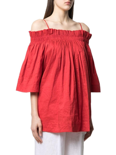 Shop Uma Wang Women's Red Linen Top