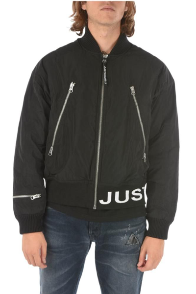 Shop Just Cavalli Men's Black Other Materials Outerwear Jacket