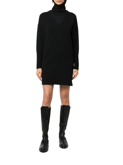 Shop Federica Tosi Women's Black Wool Dress