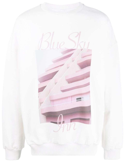 Shop Blue Sky Inn Men's White Cotton Sweatshirt