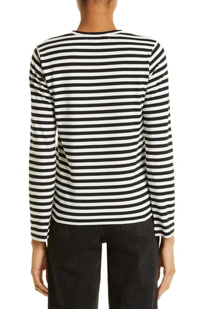 Shop Comme Des Garçons Play Play Stripe Long Sleeve T-shirt In Black/ White
