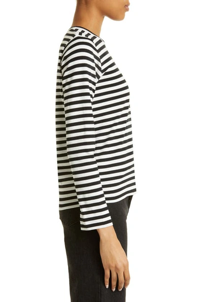 Shop Comme Des Garçons Play Play Stripe Long Sleeve T-shirt In Black/ White