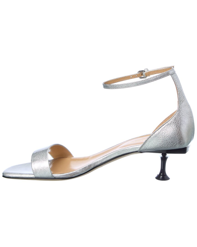 Shop Sergio Rossi Leather Sandal In Silver
