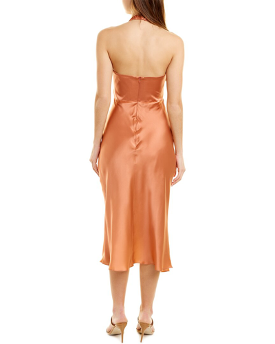 Shop Nicholas Allia Silk Midi Dress In Orange