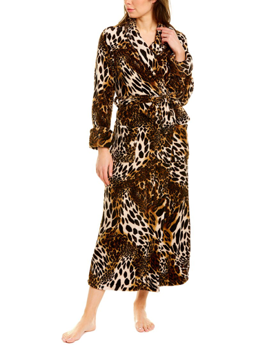 Shop Natori Plush Leopard Robe In Brown