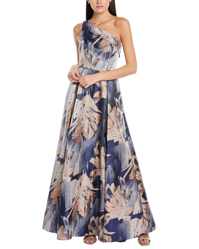 Shop Aidan Mattox One-shoulder Gown In Blue