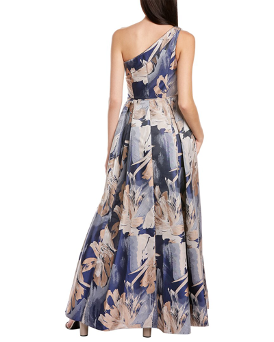 Shop Aidan Mattox One-shoulder Gown In Blue