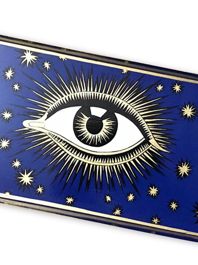 Shop Les-ottomans Eye-motif Tray In Blue