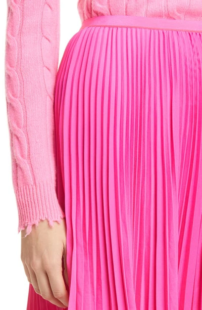 Shop Polo Ralph Lauren Pleated Midi Skirt In Blaze Hot Magenta