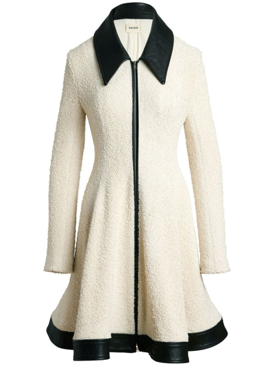 Shop Khaite White Flared Coat The Jerole With Zip And Collar