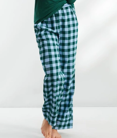 Shop Bare The Cozy Brushed Cotton Pajama Pants In Green Buff