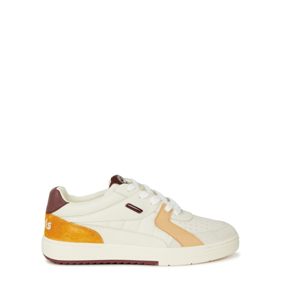Shop Palm Angels Palm University Panelled Leather Sneakers In Beige