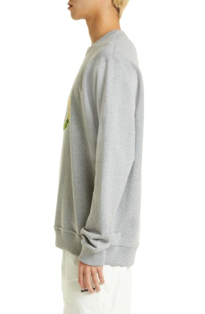 Shop Burberry Addiscombe Embroidered Logo Crest Cotton Sweatshirt In Pale Grey Melange