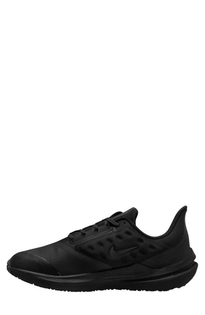 Shop Nike Air Winflo 9 Water Repellent Running Shoe In Black/ Off Noir/ Smoke Grey