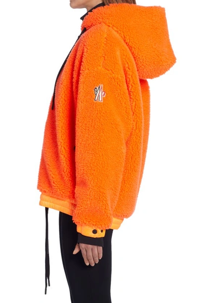 Shop Moncler Hooded Fleece Jacket In Orange