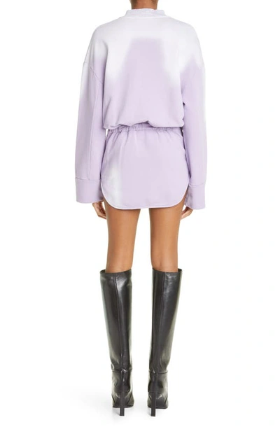 Shop Attico Palmer Long Sleeve Cotton Fleece Minidress In Lilac