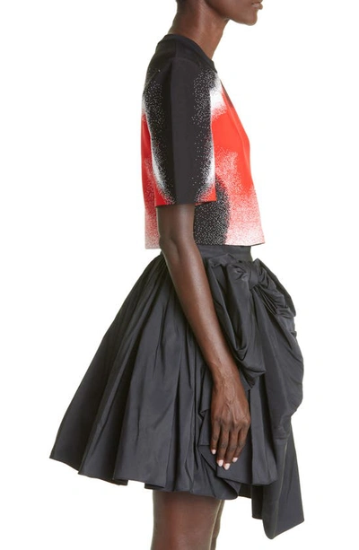 Shop Alexander Mcqueen Asymmetric Bow Detail Satin Midi Skirt In Black