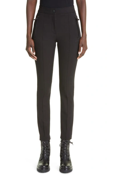 Shop Moncler Stretch Twill Skinny Pants In Black