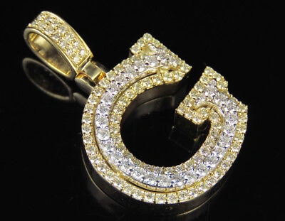 Pre-owned Jewelry Unlimited Initial Custom Letter Diamond Pendant Charm In 10k Two Tone Gold 1 3/4 Ct 1.5" In G-h