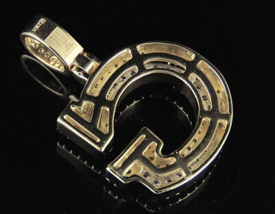Pre-owned Jewelry Unlimited Initial Custom Letter Diamond Pendant Charm In 10k Two Tone Gold 1 3/4 Ct 1.5" In G-h