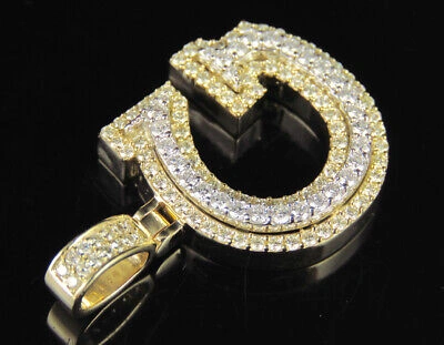 Pre-owned Jewelry Unlimited Initial Custom Letter Diamond Pendant Charm In 10k Two Tone Gold 1 3/4 Ct 1.5" In G-h