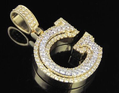 Pre-owned Jewelry Unlimited Initial Custom Letter Diamond Pendant Charm In 10k Two Tone Gold 1 3/4 Ct 1.5" In G-h