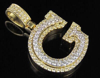 Pre-owned Jewelry Unlimited Initial Custom Letter Diamond Pendant Charm In 10k Two Tone Gold 1 3/4 Ct 1.5" In G-h