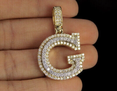 Pre-owned Jewelry Unlimited Initial Custom Letter Diamond Pendant Charm In 10k Two Tone Gold 1 3/4 Ct 1.5" In G-h