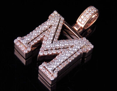 Pre-owned Jewelry Unlimited Custom 3d Letter M Initial Diamond Pendant Charm In 10k Two Tone Gold 1.8 Ct ... In G-h