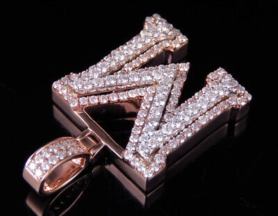 Pre-owned Jewelry Unlimited Custom 3d Letter M Initial Diamond Pendant Charm In 10k Two Tone Gold 1.8 Ct ... In G-h