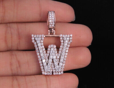 Pre-owned Jewelry Unlimited Custom Letter W Initial Diamond 3d Pendant Charm 10k Twotone Gold 1 9/10 Ct 1.5" In G-h