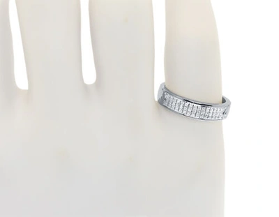 Pre-owned Jewelry Unlimited 10k White Gold Mens Three Row Pave Round Diamond 5.5mm Fashion Band Ring 0.25 Ct In H-i