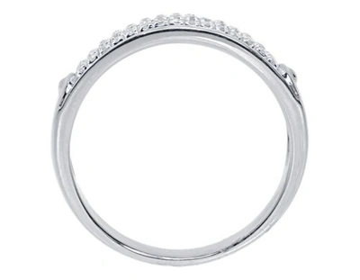 Pre-owned Jewelry Unlimited 10k White Gold Mens Three Row Pave Round Diamond 5.5mm Fashion Band Ring 0.25 Ct In H-i