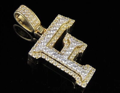Pre-owned Jewelry Unlimited F Initial Custom Letter Diamond Pendant Charm In 10k Two Tone Gold 1 1/2 Ct 1.5" In G-h