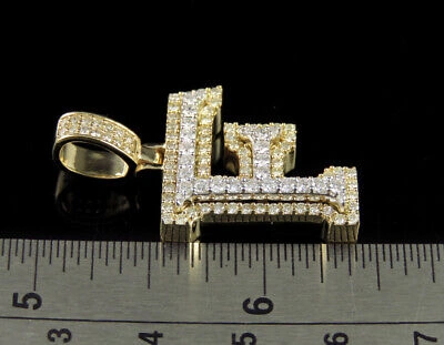 Pre-owned Jewelry Unlimited F Initial Custom Letter Diamond Pendant Charm In 10k Two Tone Gold 1 1/2 Ct 1.5" In G-h